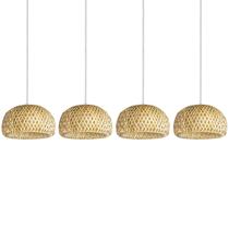 4 Pendente Bambu Fibra Natural Artesanal Bancada Boho Nat53