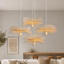 4 Pendente De Bambu Fibra Natural Corredor Nat64 + Led 4 Pendente De Bambu Fibra Natural Corredor Nat64 + Led