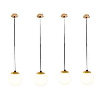 4 Pendente Globo De Vidro Branco Dourado Cozinha Zan61