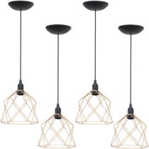 4 Pendentes Aramado Cálice Luminária Lustre Teto Retrô Vintage Industrial Balcão Agp Ilumini 4 Pendentes Aramado Cálice Luminária Lustre Teto Retrô Vintage Industrial Balcão Agp Ilumini