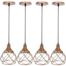 4 Pendentes Aramado Esfera Balonê Cobre Rose Gold Lustre Luminária Teto Regulável Sala Cozinha 4 Pendentes Aramado Esfera Balonê Cobre Rose Gold Lustre Luminária Teto Regulável Sala Cozinha