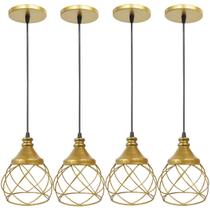 4 Pendentes Aramado Esfera Balonê Lustre Luminária Teto Regulável Sala Cozinha Industrial Agp