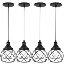 4 Pendentes Aramado Esfera Balonê Preto Lustre Luminária Teto Regulável Sala Cozinha Industrial Agp 4 Pendentes Aramado Esfera Balonê Preto Lustre Luminária Teto Regulável Sala Cozinha Industrial Agp