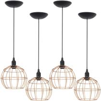4 Pendentes Aramado Globo Luminária Lustre Teto Retrô Vintage Industrial Balcão Cobre Rose Gold 4 Pendentes Aramado Globo Luminária Lustre Teto Retrô Vintage Industrial Balcão Cobre Rose Gold