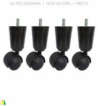 4 Pés Cama Box Baú Com Rodízio Rodinha 12Cm 4 Pés Cama Box Baú Com Rodízio Rodinha 12Cm