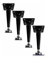 4 Pes Cônico P/ Moveis Preto, 15cm C/ Parafuso