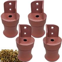 4 Pés Para Guarda Roupa 9cm Reforçado Mogno