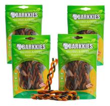 4 Petisco Barkkies Natural Cão Stick Trançado Vegetal Frango