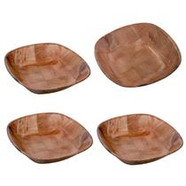 4 Petisqueira Travessa Tigela Quadrada Bambu Servir Petiscos 15cm 4 Petisqueira Travessa Tigela Quadrada Bambu Servir Petiscos 15cm