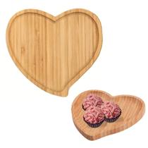 4 Petisqueiras Bandeja em Bambu De Coração Servir Decorativo 4 Petisqueiras Bandeja em Bambu De Coração Servir Decorativo