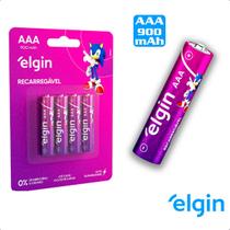 4 Pilhas Bateria AAA 900mAh 1.2V Recarregavel Elgin