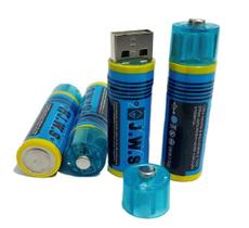 4 Pilhas Pequena Aa Recarregável Usb 1.5v 1.500mah Jws