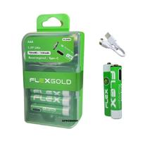 4 Pilhas Recarregáveis Flex AAA 1.5V de Lítio 1200mAh com Carregamento Direto via Cabo USBC e LED Indicador de Carga mais Case Porta Pilhas