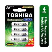 4 Pilhas Recarregáveis Toshiba AA Pequena 2600mAh