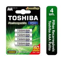 4 Pilhas Recarregáveis Toshiba AAA Palito 950mAh 1,2v