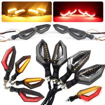 4 Pisca Led Seta Luz De Freio Esportivo Moto Mod Kawa Preto