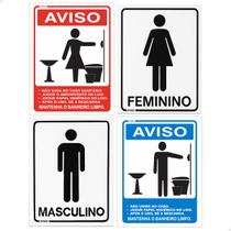 4 Placas Aviso Banheiro Feminino Masculino Regras Comércio