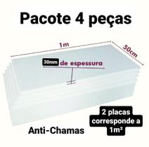 4 placas de isopor eps anti-chamas 30mm, tamanho 100 x 50cm