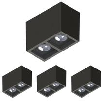 4 Plafon Boxit Duplo Dicróica MR16 Preto Save Energy