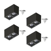 4 Plafon Sobrepor P/ 2 Lâmpada Boxit + 2 Lâmpada AR111 12W 4000K