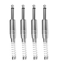 4 Plug P10 Macho Mono Niquelado Com Mola Rj2pp-nn Roxtone Cor Prateado