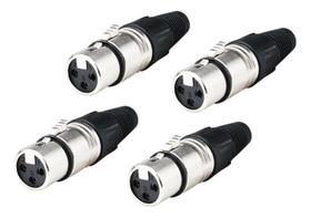 4 Plugs Conector Xlr Canon Fêmea Linha Metal Lu71217 Luminos