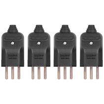 4 Plugue Tomada Macho Com Prensa Cabo 3 Pinos 10A Preto 4 Plugue Tomada Macho Com Prensa Cabo 3 Pinos 10A Preto