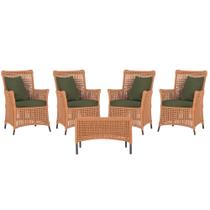 4 Poltronas e 1 Mesa Igapó em Alumínio Pintura Marrom Corda Náutica Estofado 13