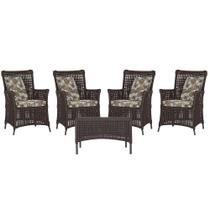 4 Poltronas e 1 Mesa Igapó em Alumínio Pintura Marrom Corda Náutica Estofado 6