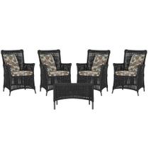 4 Poltronas e 1 Mesa Igapó em Alumínio Pintura Marrom Corda Náutica Estofado 6
