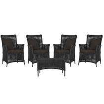 4 Poltronas e 1 Mesa Igapó em Alumínio Pintura Marrom Corda Náutica Estofado 9