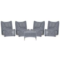4 Poltronas e Mesa Texas em Alumínio Pintura Fendi Corda Náutica Trama Original