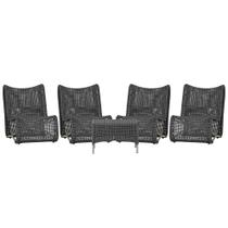 4 Poltronas e Mesa Texas em Alumínio Pintura Fendi Corda Náutica Trama Original
