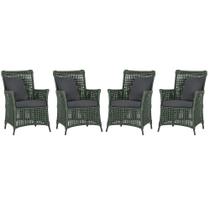 4 Poltronas Igapó Alumínio Micro Pintura Marrom Corda Náutica Estofado 11