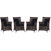 4 Poltronas Igapó Alumínio Micro Pintura Marrom Corda Náutica Estofado 12
