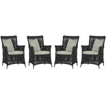 4 Poltronas Igapó Alumínio Micro Pintura Marrom Corda Náutica Estofado 3