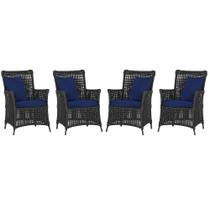 4 Poltronas Igapó Alumínio Micro Pintura Preta Corda Náutica Estofado 10