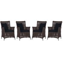 4 Poltronas Igapó Alumínio Micro Pintura Preta Corda Náutica Estofado 12