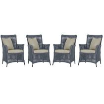 4 Poltronas Igapó Alumínio Micro Pintura Preta Corda Náutica Estofado 7