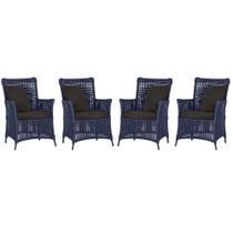 4 Poltronas Igapó Alumínio Micro Pintura Preta Corda Náutica Estofado 9