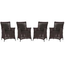 4 Poltronas Igapó Alumínio Micro Pintura Preta Corda Náutica Estofado 9