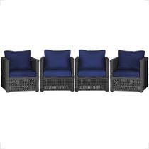 4 Poltronas Madri Alumínio Corda Náutica Estofado 10 Trama Original