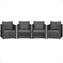 4 Poltronas Madri Alumínio Corda Náutica Estofado 11 Trama Original