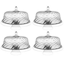 4 Porta Bolo Boleira com Cúpula 30cm Transparente Glassy Crippa Doces Petiscos 4 Porta Bolo Boleira com Cúpula 30cm Transparente Glassy Crippa Doces Petiscos