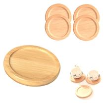 4 Porta Copos De Bambu Redondo Apoio Suporte Mesa