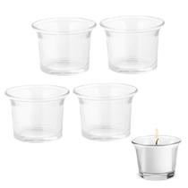4 Porta Velas Castiçal Em Copo de Vidro Decorativo Multiuso