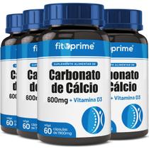 4 Pote Carbonato De Cálcio 600 + Vitamina D3 Fitoprime 60 Cápsulas