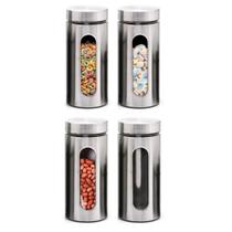 4 Pote de Vidro Inox redondo c/ visor Mantimento 1300 Litros