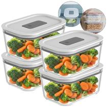 4 Pote Hermético Vidro Borossilicato 370ml Forno Micro-ondas Marmita