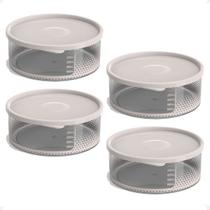 4 Pote Para Alimentos Transparente Redondo 370 ml Com Tampa